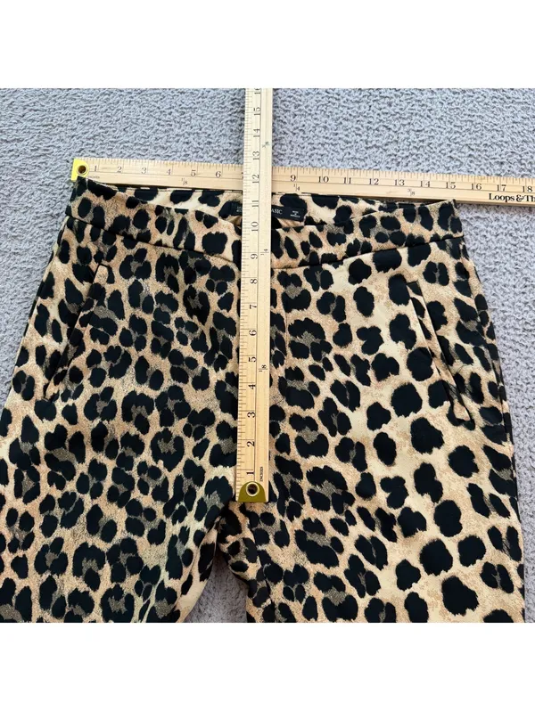 Zara Leopard Print Flare Pants Women M Animal Print Stretch Bootcut Trousers - Image 3
