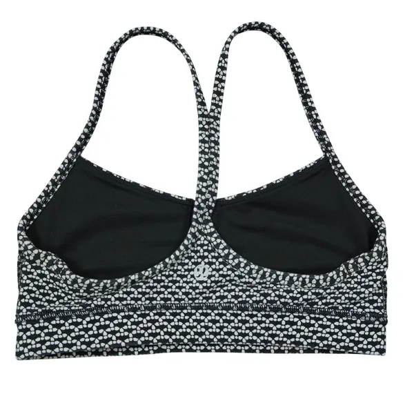 Lululemon‎ Size 4 Flow Y Bra Black White Geometric Dot Racerback Yoga Sports Bra - Image 2