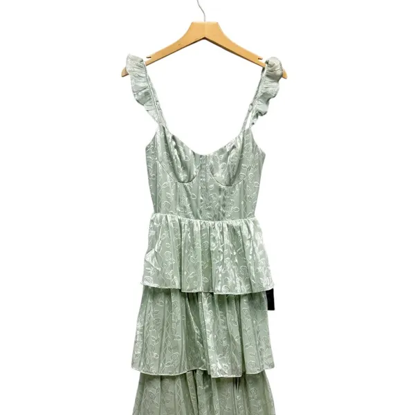 Lulus Stunning Glory Sage Green Floral Jacquard Tiered Maxi Dress size XS NWT - Image 6