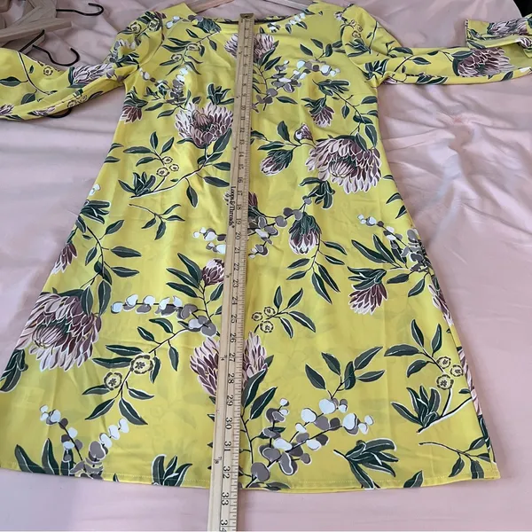 Ann Taylor LOFT Floral Print Boatneck Long Sleeve‎ Shift Dress Size 4 - Image 12