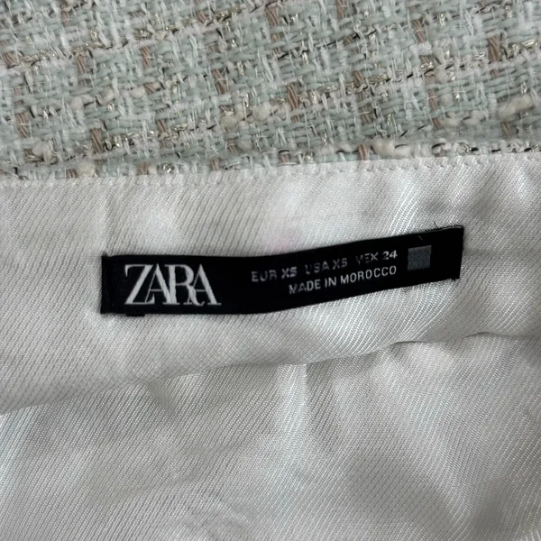 Zara Tweed Corsety Bustier Cropped Tank Top Blue White Size XS - Image 5