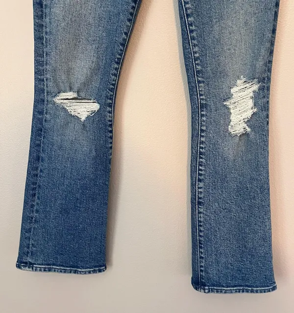 MOTHER The Insider Ankle High Rise Bootcut Distressed Jeans Bloom and Doom 24 - Image 3