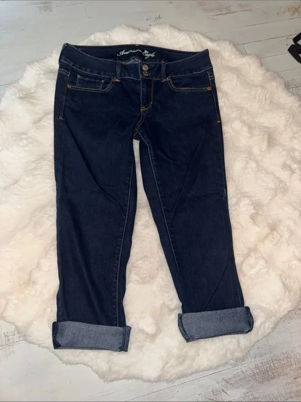 American Eagle Outfitters Women's Dark Indigo Artist Jeans - Image 8