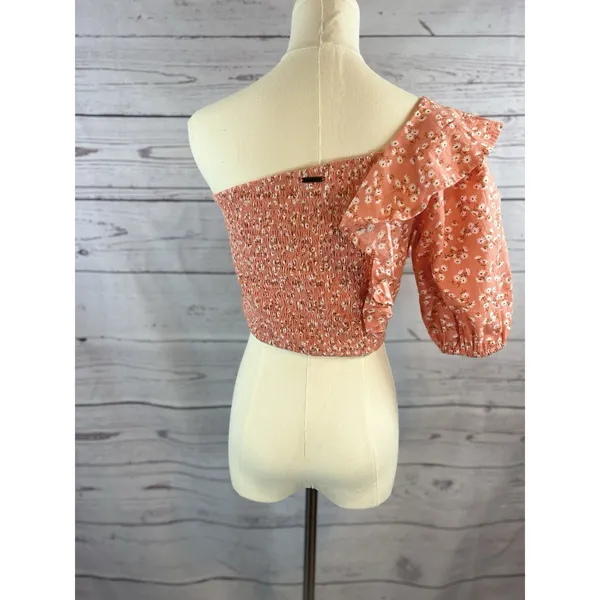 BILLABONG x Salty Blonde Blouse Large One Shoulder Top Shine On Cropped Crop - Image 3
