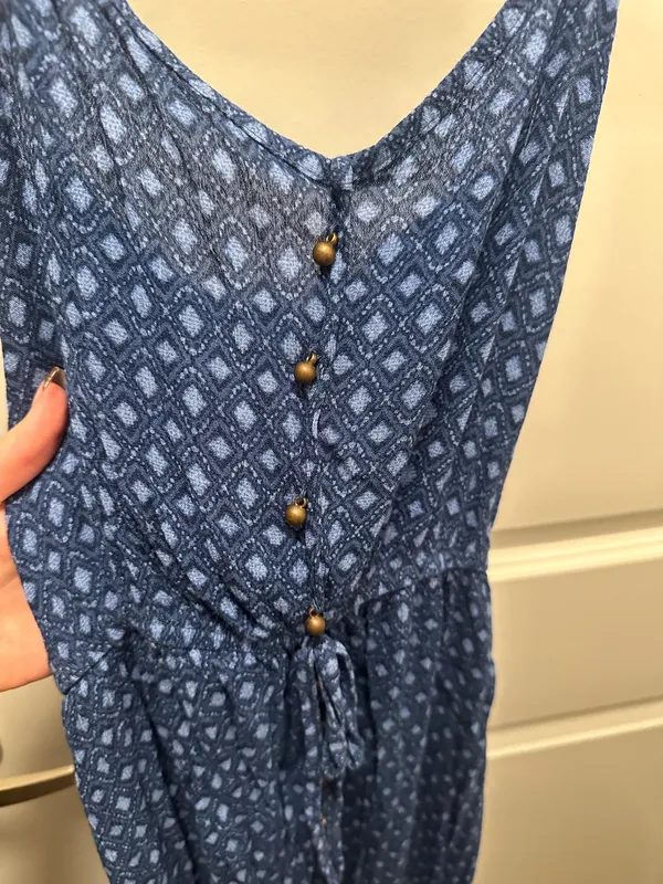 Blue Patterned Flowy Dress - Image 3