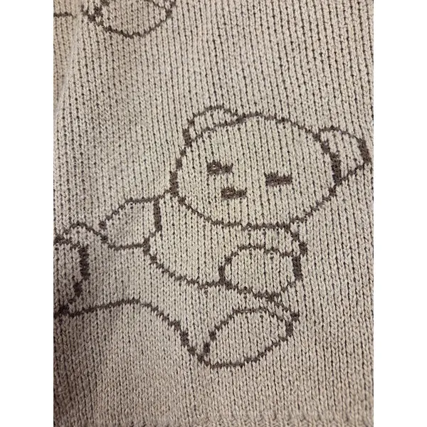 Just Polly Beige Brown Fringed Teddy Bear Cropped Pullover Sweater Women's Large - Image 2