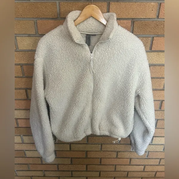 Sweaty Betty Canyon Fleece Zip Up Lily White Full Zip Sherpa US Size 6 - Image 3