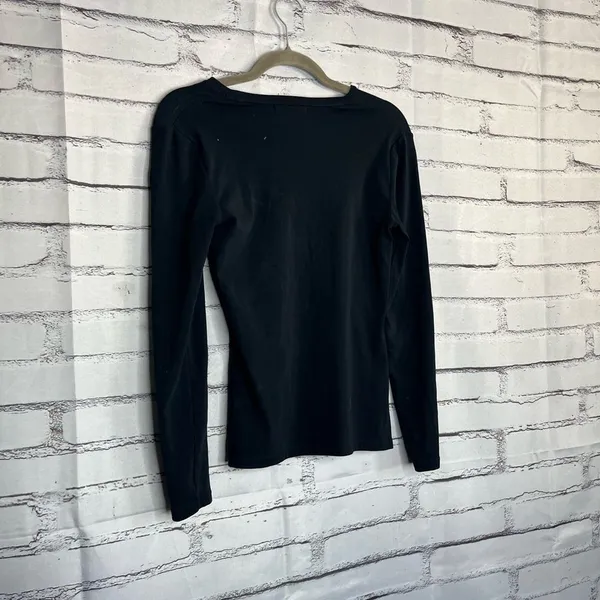 Lauren Ralph Lauren Black Cotton Crew Neck Long Sleeve Top Women’s S Preppy Y2K - Image 10