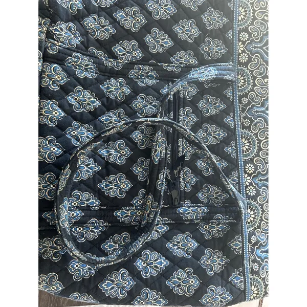 Vera Bradley Tote Bag Womens Large Blue Night and Day Quilted Cotton Excellent - Image 4