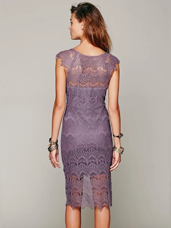 Free People Intimately Peekaboo Scalloped Crochet Lace Dress sz L - Image 7