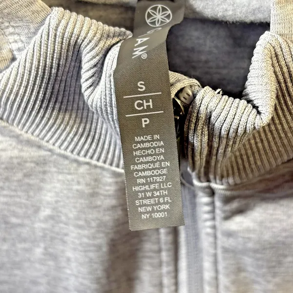 Gaiam Serenity Flow Hoodie‎ Womens Small Sleet Heather Grey Quarter Zip Pullover - Image 8