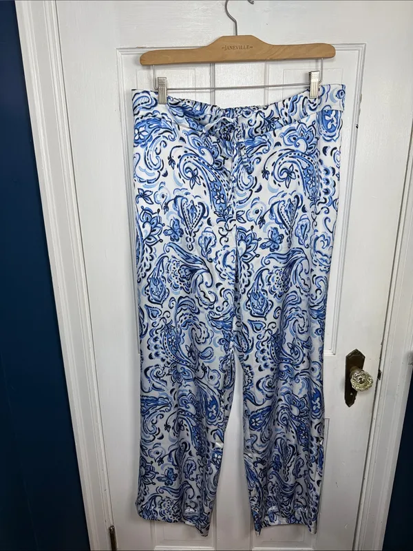 Talbots Satin Wide Leg Silky Pants in Floral Painted Paisley W2387 Plus Size 1X - Image 4