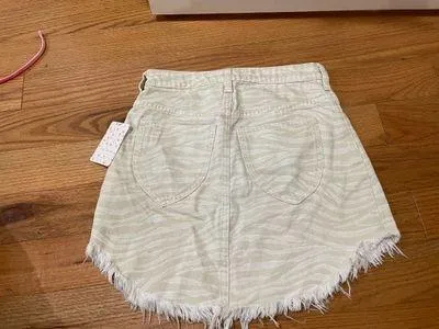 Free People Distressed Denim Skirt Mini - Image 3