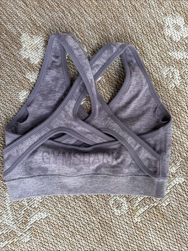 Gymshark Lavender Camo Cross-Back Seamless Sports Bra - Image 2