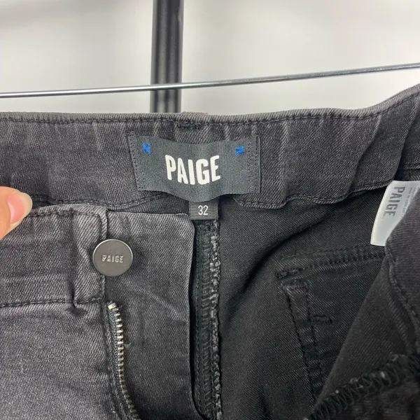 Paige Faded Mist Black Mayslie Relaxed Cropped Jogger Jean Pants Size 32‎ - Image 7