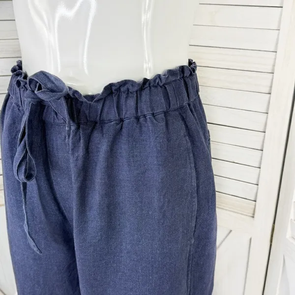 Polo Ralph Lauren Linen Drawstring Wide Leg Pants Denim Blue Small‎ Paperbag - Image 7