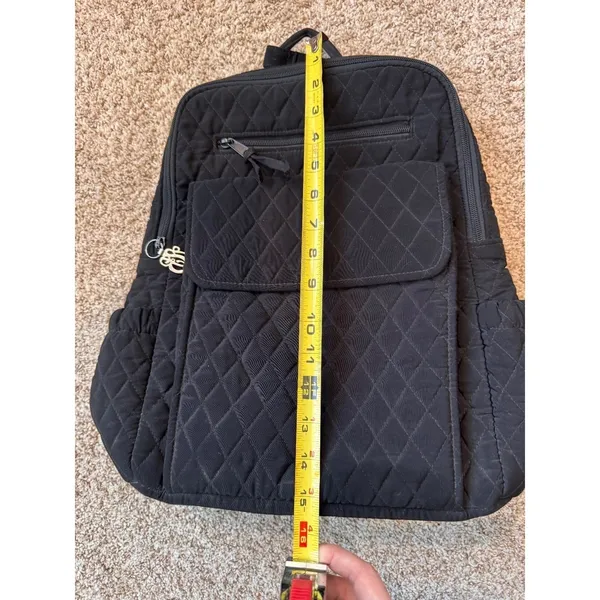 Vera Bradley Black Quilted Cotton Backpack Adjustable Straps Travel School‎ Bag - Image 6