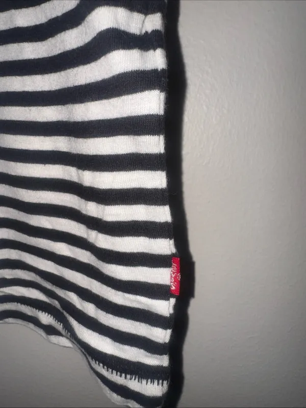LEVI'S Striped Raglan T-Shirt Black White Cotton Blend Top NWT Game Day Tee‎ XS - Image 3