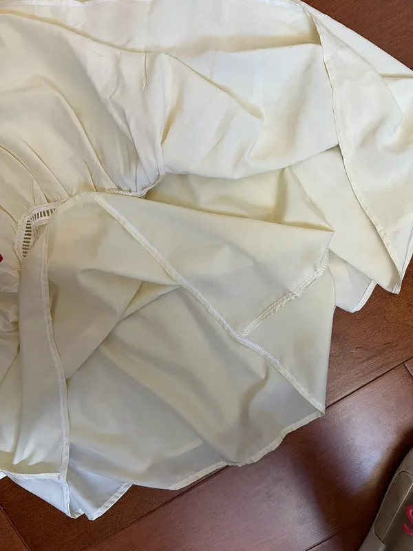 Off The Shoulder Puff Sleeve Princess Style Dress Tan Size XS - Image 5