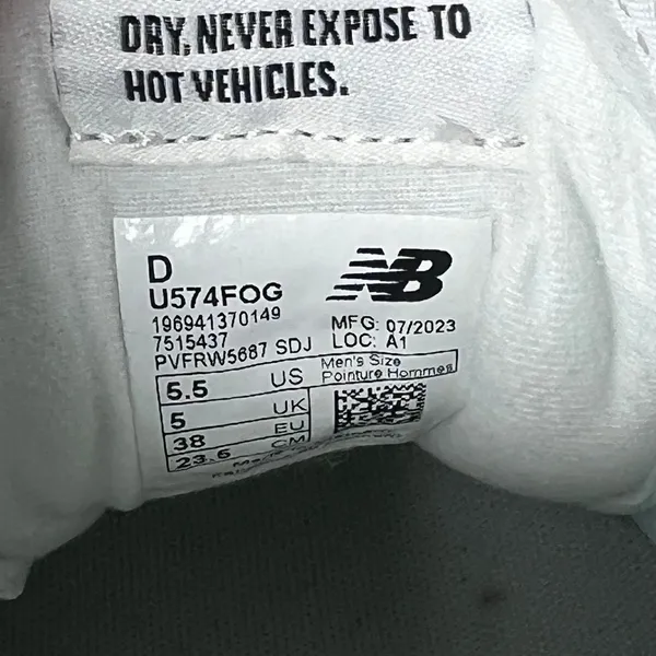 New Balance 574 White Grey Classics Size 7 - Image 3