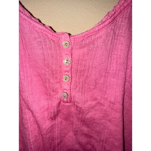 Victoria's‎ Secret Pink Ribbed Henley Camisole Lace Trim Tank Top Medium Y2K - Image 2