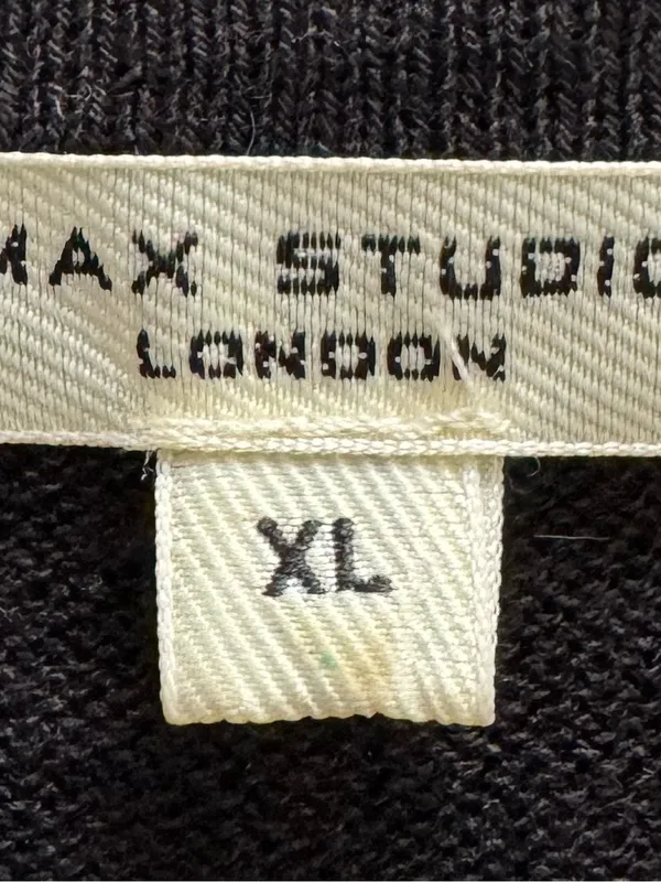 Max Studio London Black linen blend V-Neck Button-Up Cardigan, size XL preppy - Image 3