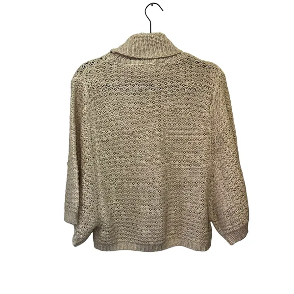 Poof Excellence Chunky Knit Turtleneck Sweater‎ Large Beige Dolman Sleeve Cozy - Image 3