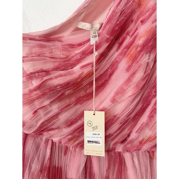 Hutch Anthropologie One Shoulder Bubble Hem Dress 4 Pink Tulle Party Barbiecore - Image 6