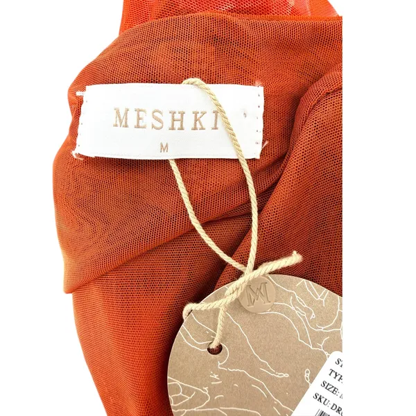 Meshki Aphrodite Strapless Mesh Dress Red Rose Floral Print Midi Bodycon Size M‎ - Image 5