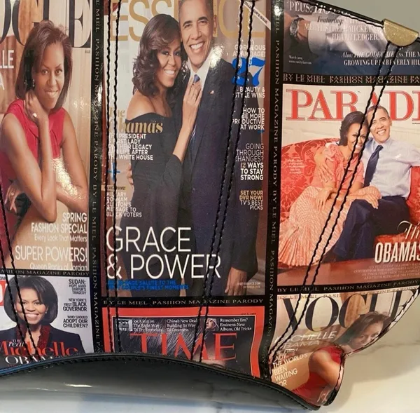 Michelle Obama Barack Obama Glossy Magazine Cover Satchel Purse Bag President - Image 3
