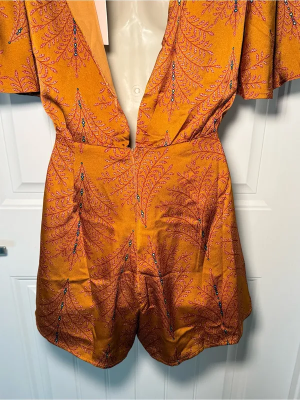 Hello Molly Women’s Size 4 Midnight Noise Rust Color Romper Lined Boho Chic - Image 10