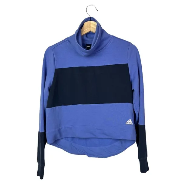 Adidas Sport 2 Street Blue Mock Neck Pullover‎ Sweatshirt S - Image 3