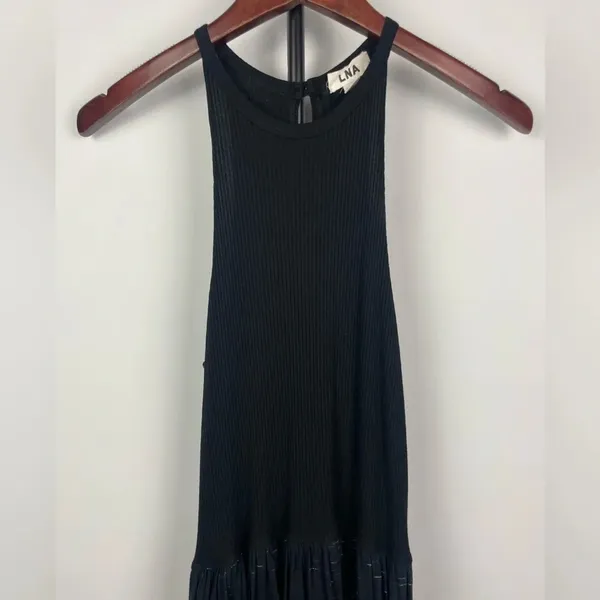 LNA Heathered Black Ribbed Halter Casual Fit &‎ Flare Dress - Image 4