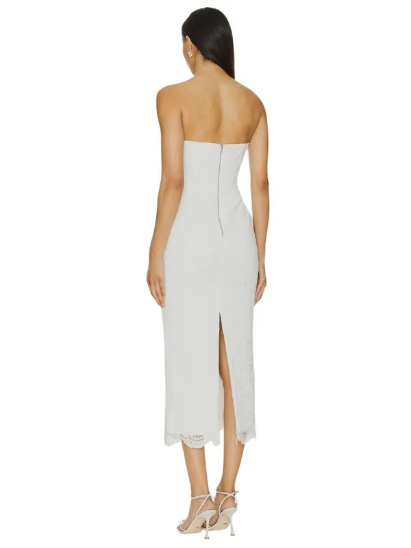 Bardot Kayleigh Midi Dress in White 2 New Womens Lace Strapless - Image 2