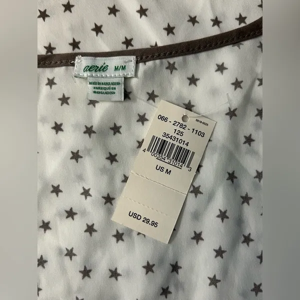 aerie Women’s White & Brown High Low Star Tank Top Sleeveless Blouse SZ MD NWT - Image 10