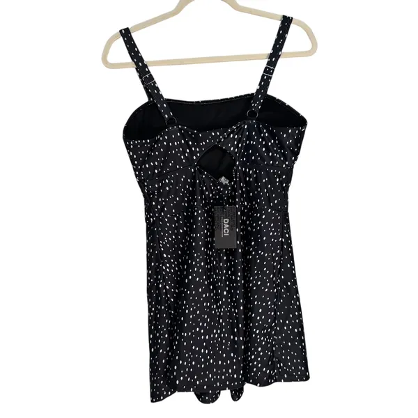 DACI Classic Fashion Collection Black White Polka Dot Square‎ Neck Mini Dress L - Image 11