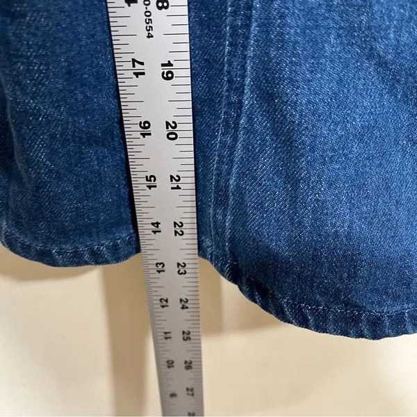 Thalia Top in True Blue Wash Amanda Uprichard size medium buckle denim blouse - Image 3