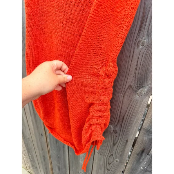 SNDYS Byron Women's Burnt Orange Crochet Scoop Back Mini Dress Sz Small - Image 5