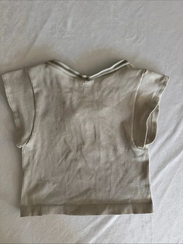 Out From Under Urban Outfitters Ribbed Short Sleeve Top in Light Beige - Image 2