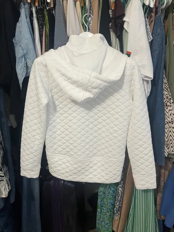 DSG white quilted zip up jacket with hood - Image 3