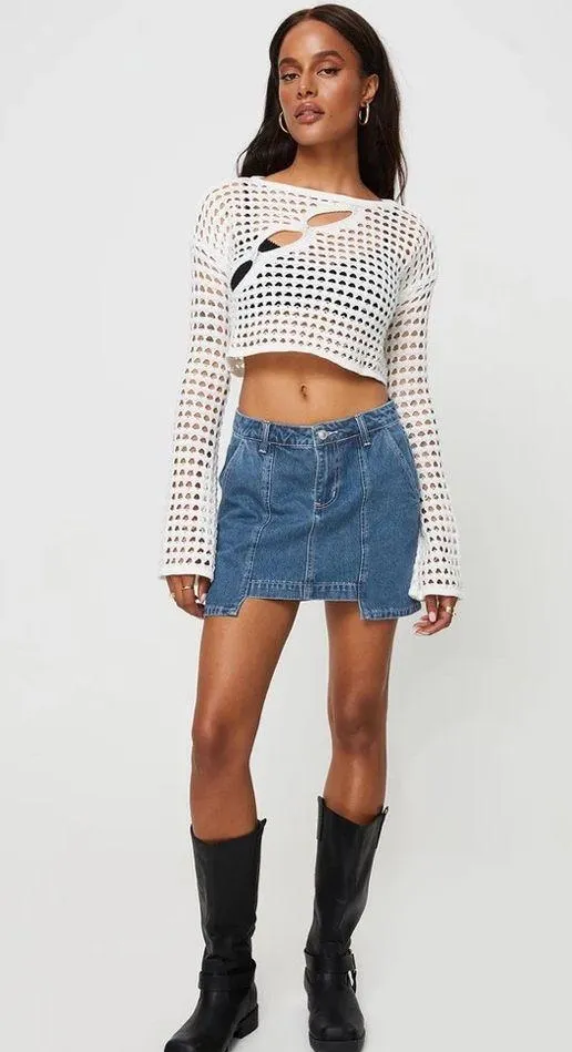 Princess Polly Trevina Denim Mini Skirt Mid Wash - Image 9