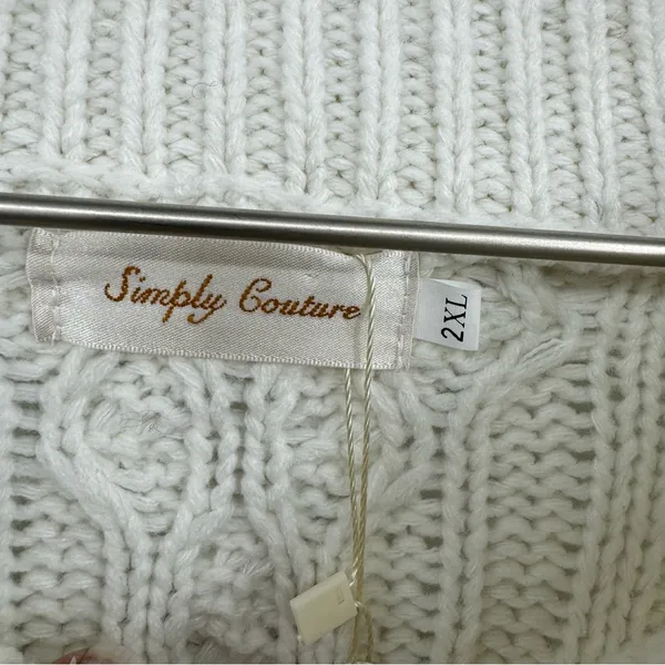 Simply Couture Fisherman Cable Knit Plus Size Sweater Cream Size 2X - Image 4