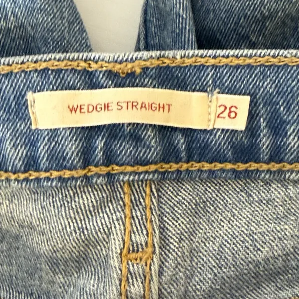 Levi's Premium Wedgie Straight Leg Jeans Womens‎ Blue Denim 26x27 Button Fly - Image 6