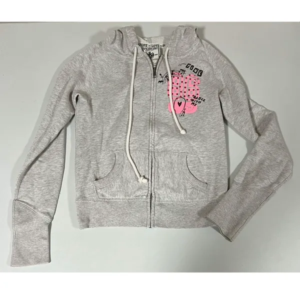 Victoria’s Secret PINK Gray Y2K Diamond Zipper Sweater Sweatshirt Hoodie XS 🎀✨ - Image 3