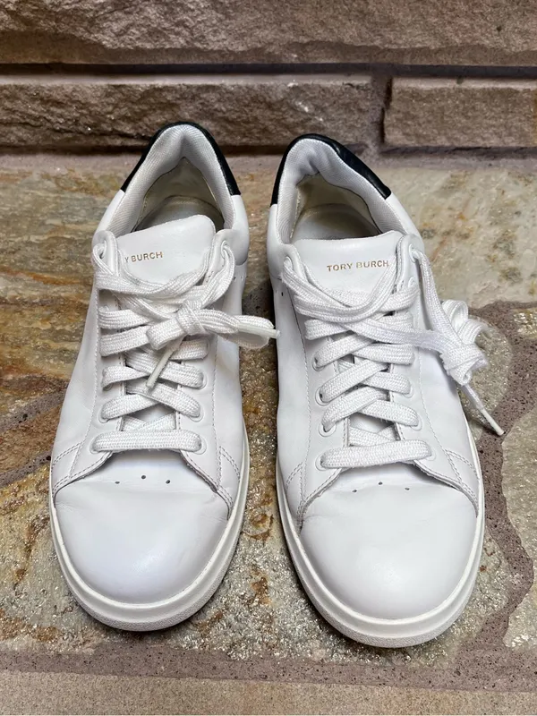 Tory Burch Howell Court leather sneakers Gold Logo Back White 8 - Image 3