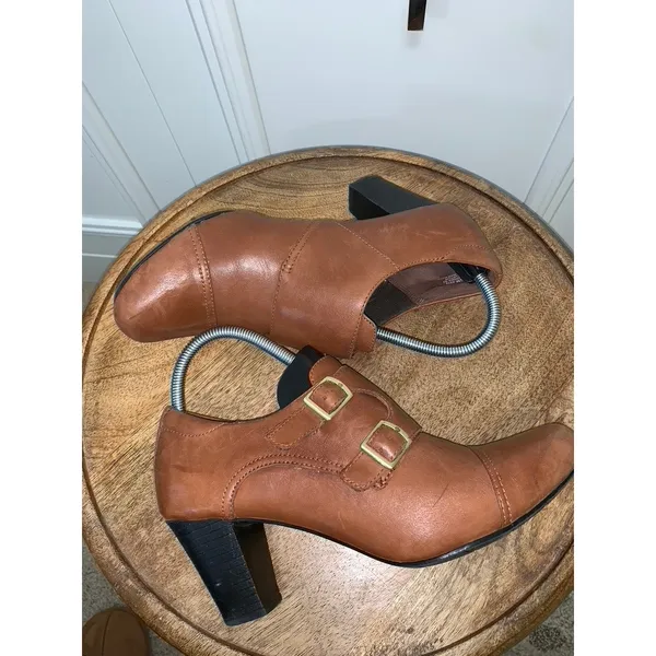 Clarks‎ Women's Brown Ankle Booties Size 9.5M Double Buckle Block Heel - Image 7