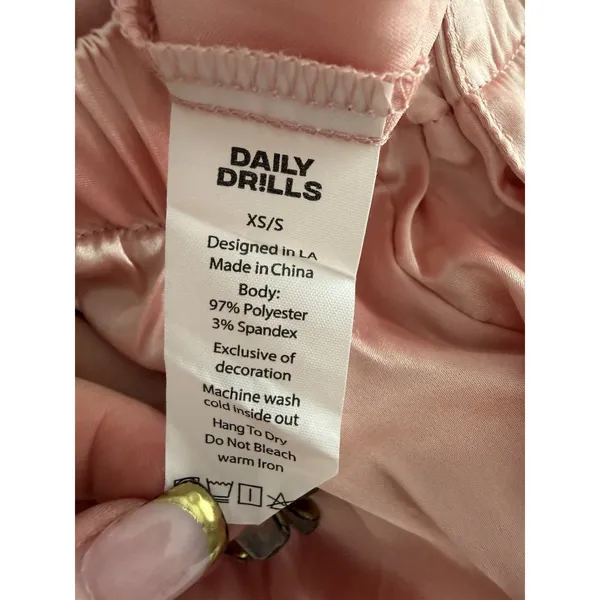 Daily Drills Resort Satin Pants Wide Leg Elastic Waist Light Pink Women's XS/S - Image 11