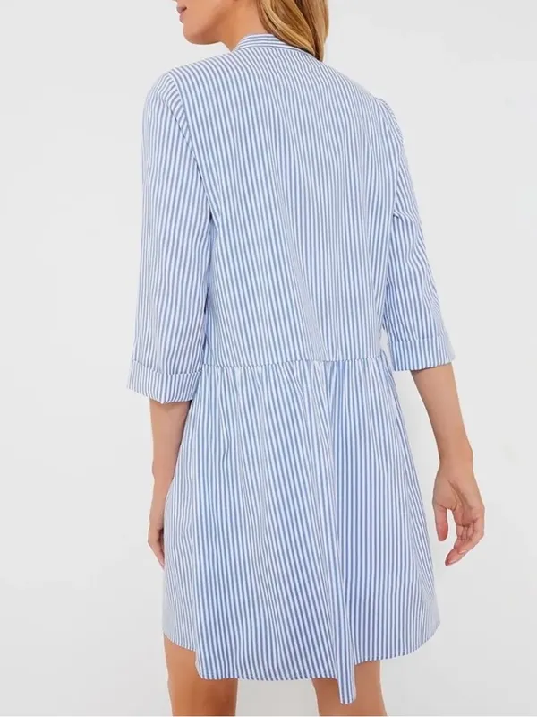 Tuckernuck Royal Dress 3/4 Sleeves Tiered Button Down Shirt Dress Size Medium - Image 4
