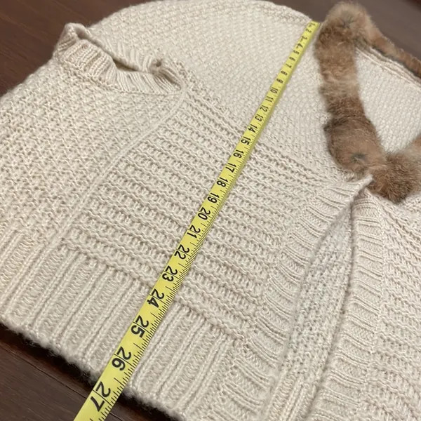 Vintage Fur Trim Cream Knitted cardigan - Image 5