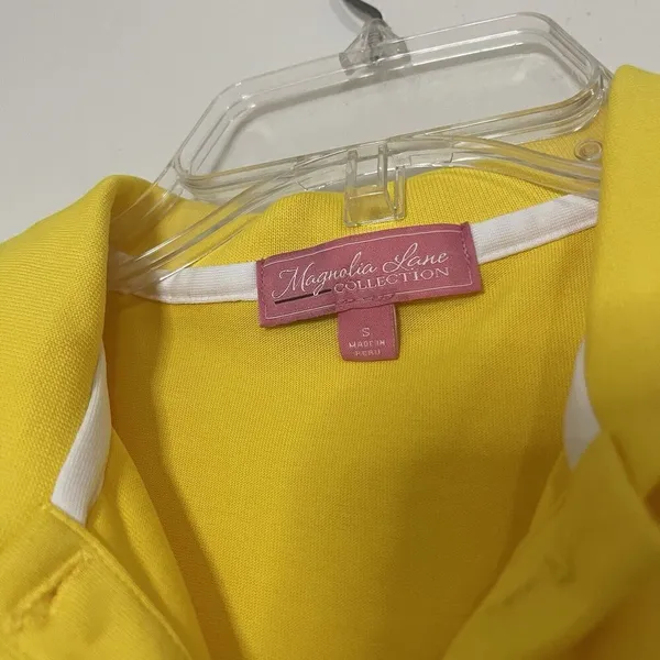 Magnolia collection Masters logo yellow pima cotton sleeveless golf polo small - Image 3